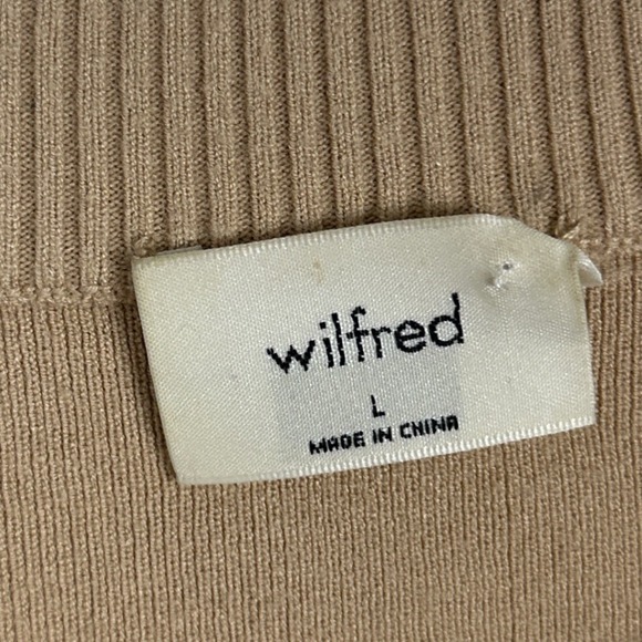 Aritzia Wilfred Alessia Puff Sleeve Cardigan Taupe Beige Sand Womens Size Large - Picture 3 of 16